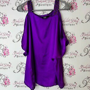 Bedo femme blouse cold shoulder royalty shirt Purple Embellished Sleeveless Top